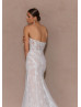 Ivory Lace Tulle Slit Fashionable Wedding Dress With Detachable Straps
